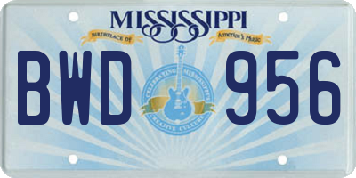 MS license plate BWD956