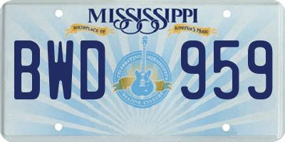 MS license plate BWD959