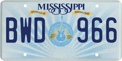 MS license plate BWD966