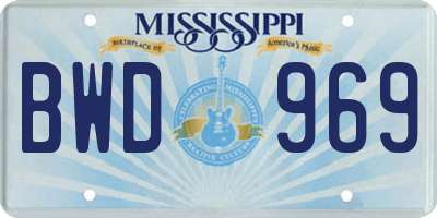 MS license plate BWD969