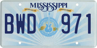 MS license plate BWD971