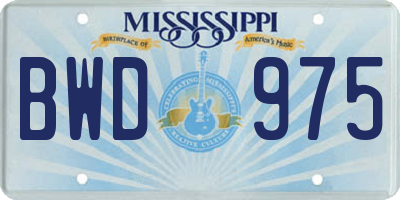 MS license plate BWD975