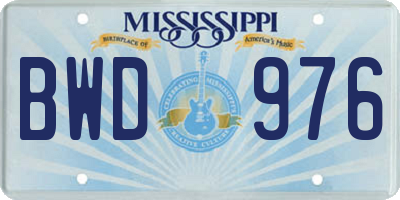 MS license plate BWD976