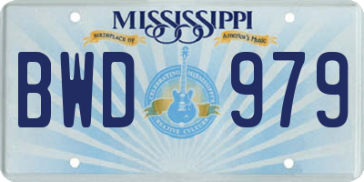 MS license plate BWD979