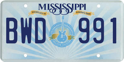 MS license plate BWD991