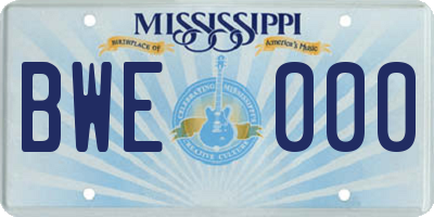 MS license plate BWE000