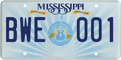 MS license plate BWE001