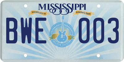 MS license plate BWE003