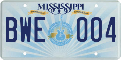 MS license plate BWE004