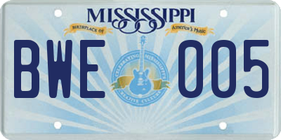 MS license plate BWE005