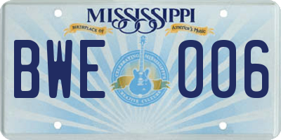MS license plate BWE006