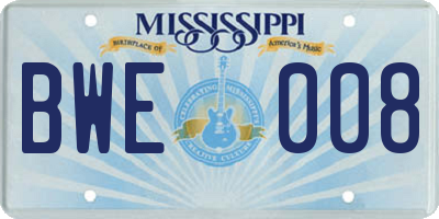 MS license plate BWE008