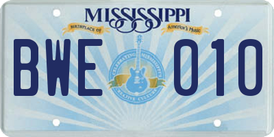 MS license plate BWE010