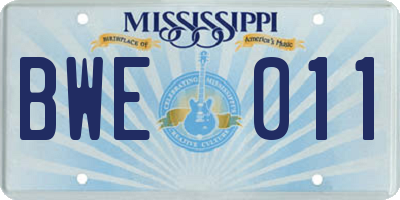 MS license plate BWE011