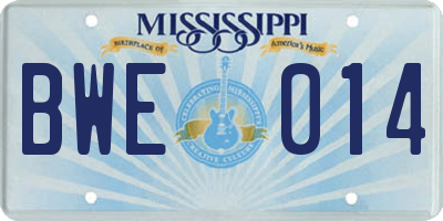 MS license plate BWE014