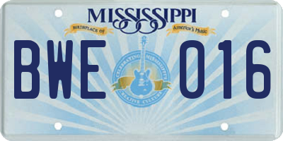 MS license plate BWE016