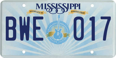 MS license plate BWE017