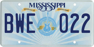 MS license plate BWE022