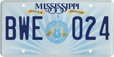 MS license plate BWE024