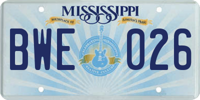 MS license plate BWE026