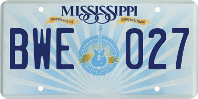 MS license plate BWE027