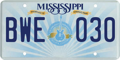 MS license plate BWE030