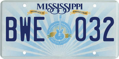 MS license plate BWE032