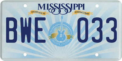 MS license plate BWE033