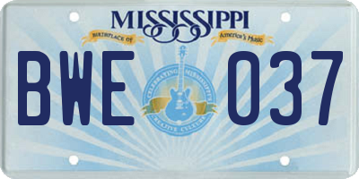 MS license plate BWE037