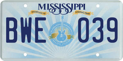 MS license plate BWE039