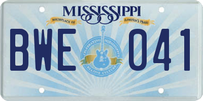 MS license plate BWE041
