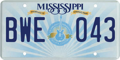 MS license plate BWE043
