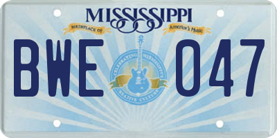 MS license plate BWE047