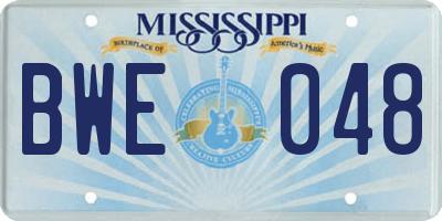 MS license plate BWE048