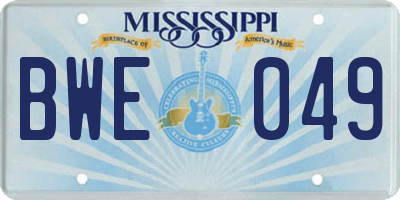 MS license plate BWE049