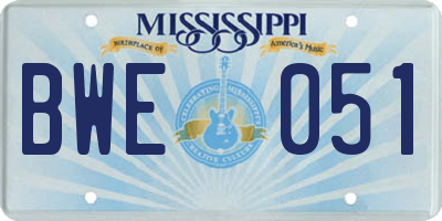 MS license plate BWE051