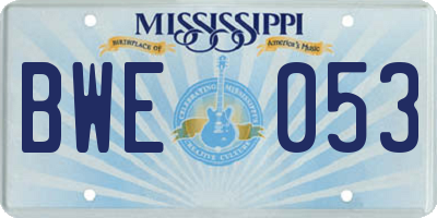 MS license plate BWE053