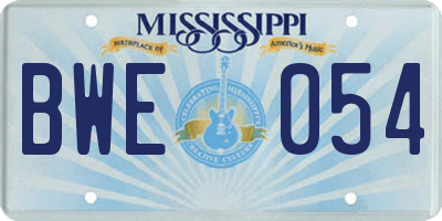 MS license plate BWE054