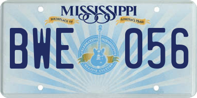 MS license plate BWE056