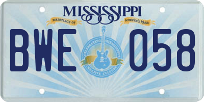 MS license plate BWE058