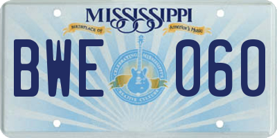 MS license plate BWE060