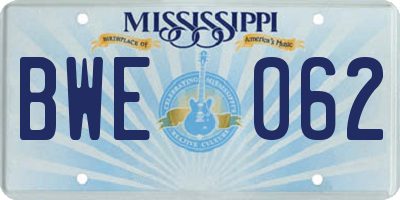 MS license plate BWE062