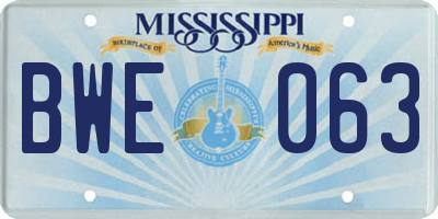 MS license plate BWE063