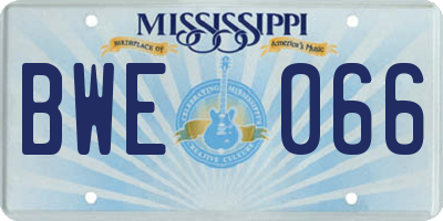 MS license plate BWE066