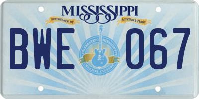 MS license plate BWE067