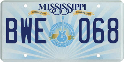 MS license plate BWE068