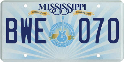 MS license plate BWE070