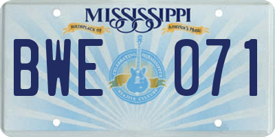 MS license plate BWE071