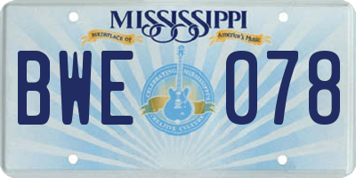 MS license plate BWE078