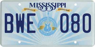 MS license plate BWE080